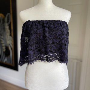 Zara Blue Lace Crop Top